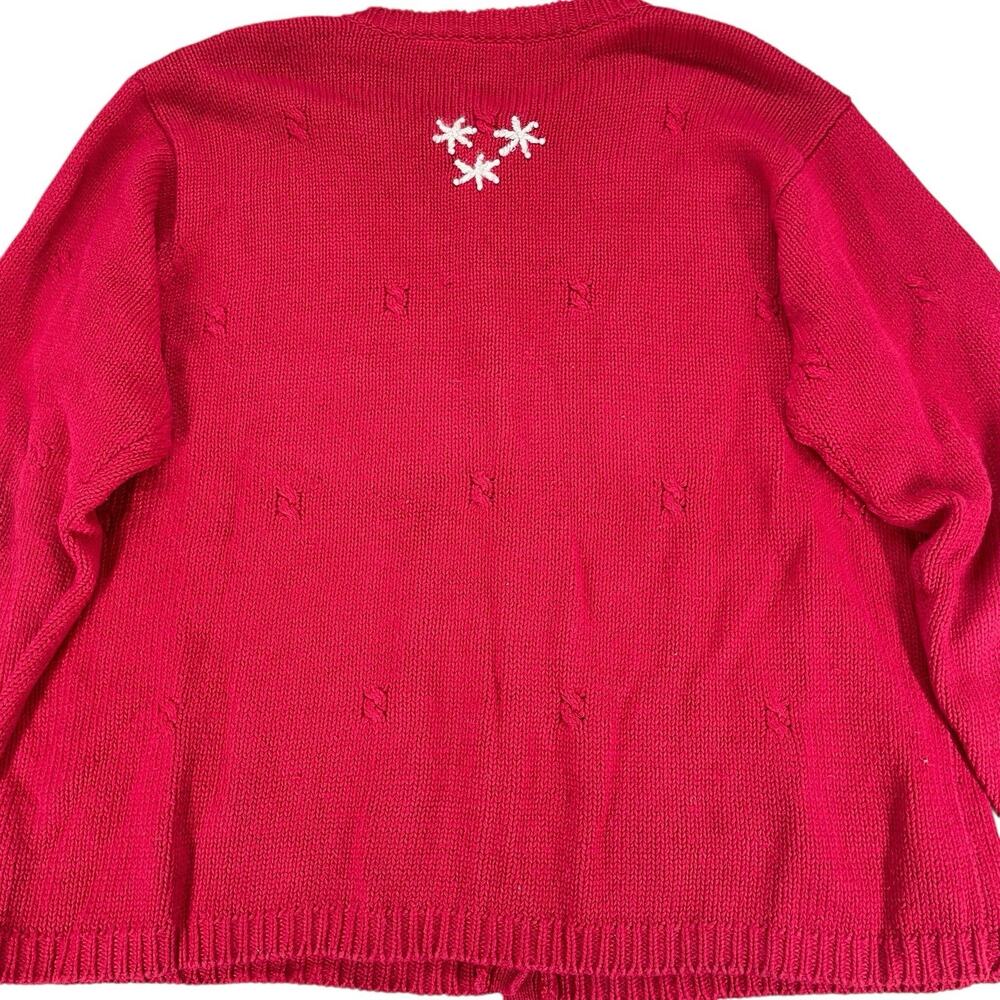 VTG Croft & Barrow Red Snowman Christmas Cardigan Sweater Sz XL Embroidered Fun - Picture 8 of 11